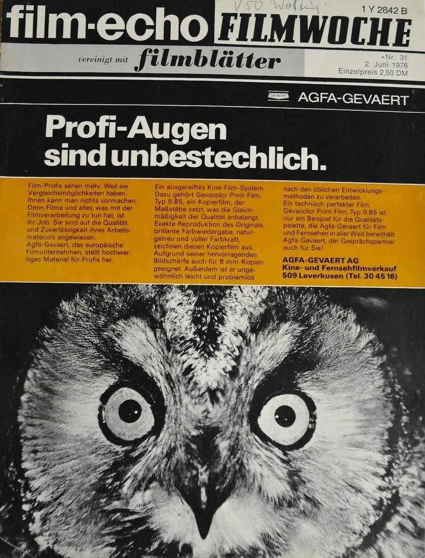 FILM-ECHO FILMWOCHE magazine side cover Issue 31 2 June 1976