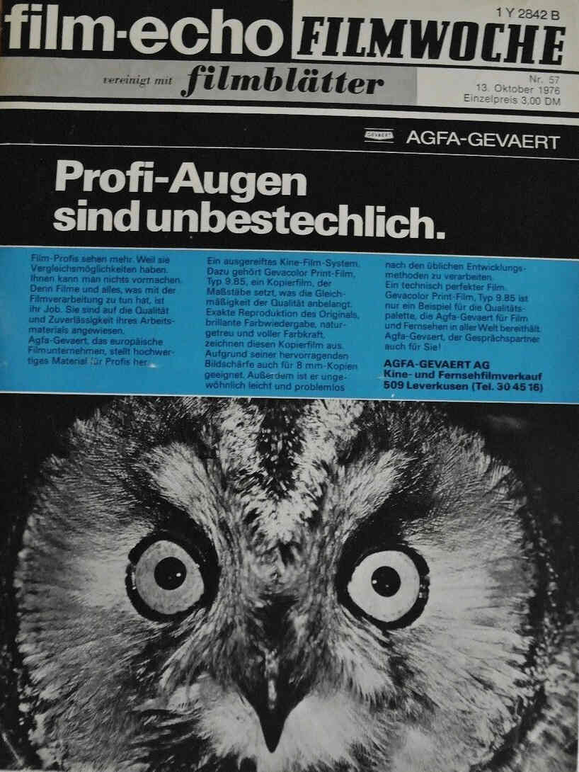 FILM-ECHO FILMWOCHE magazine side cover Issue 57 13 October 1976