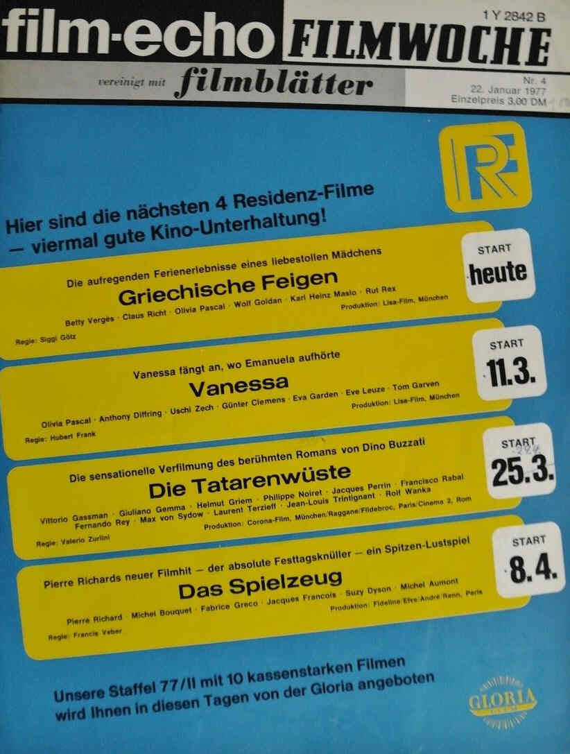FILM-ECHO FILMWOCHE magazine side cover Issue 4 22 January 1977