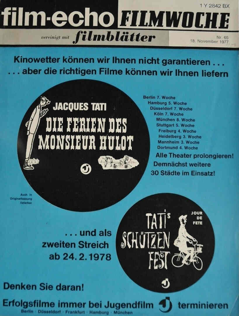 FILM-ECHO FILMWOCHE magazine side cover Issue 65 18 November 1977
