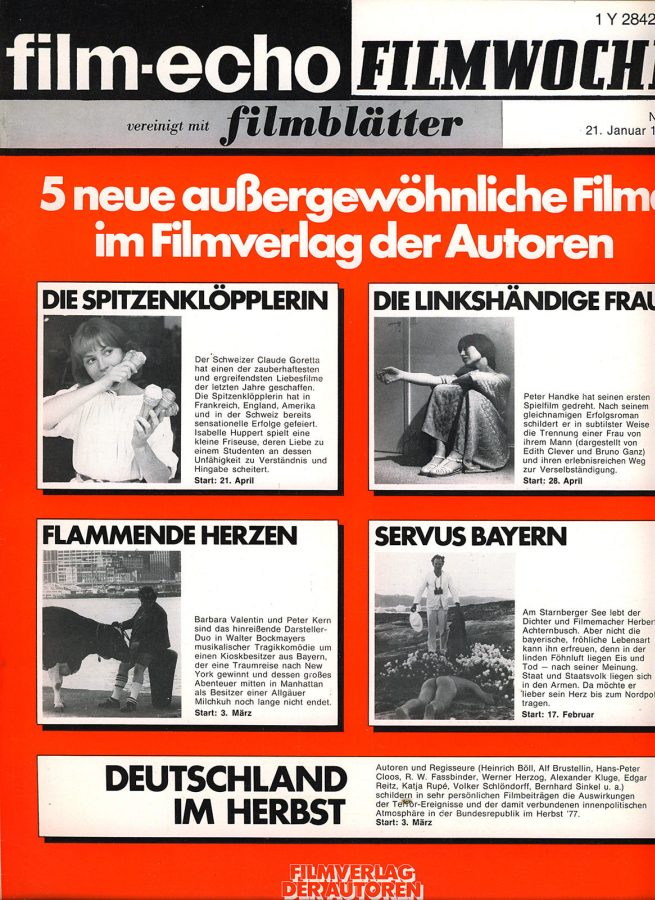 FILM-ECHO FILMWOCHE magazine side cover Issue 4 21 January 1978