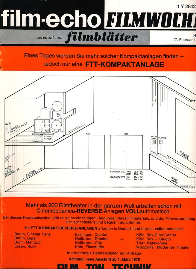 FILM-ECHO FILMWOCHE magazine side cover Issue 9 17 February 1978