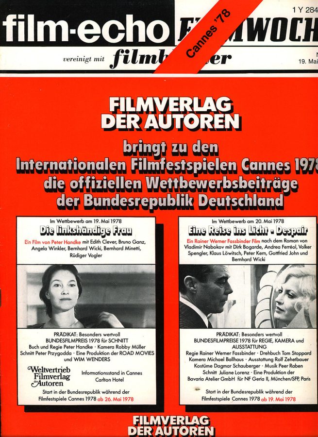 FILM-ECHO FILMWOCHE magazine side cover Issue 28 19 May 1978