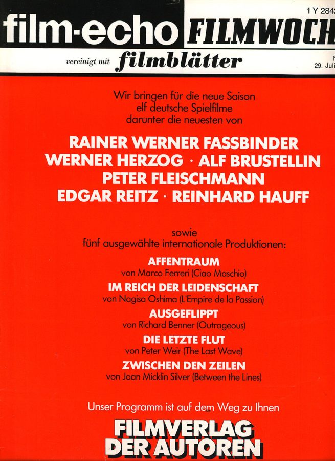 FILM-ECHO FILMWOCHE magazine side cover Issue 41 29 July 1978