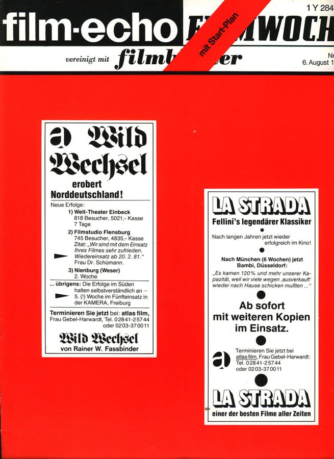 FILM-ECHO FILMWOCHE magazine side cover Issue 43 6 August 1980