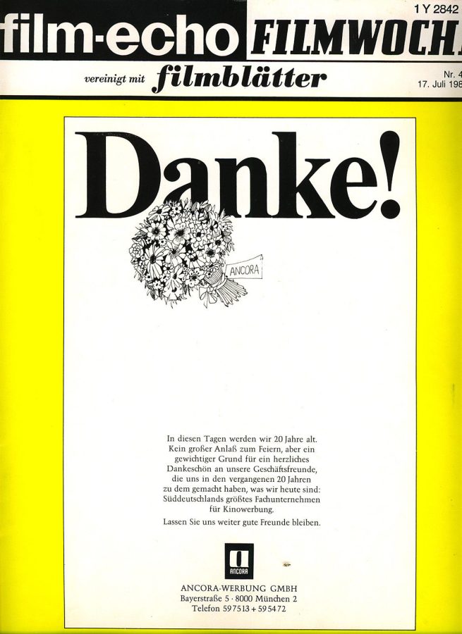 FILM-ECHO FILMWOCHE magazine side cover Issue 40 17 July 1982