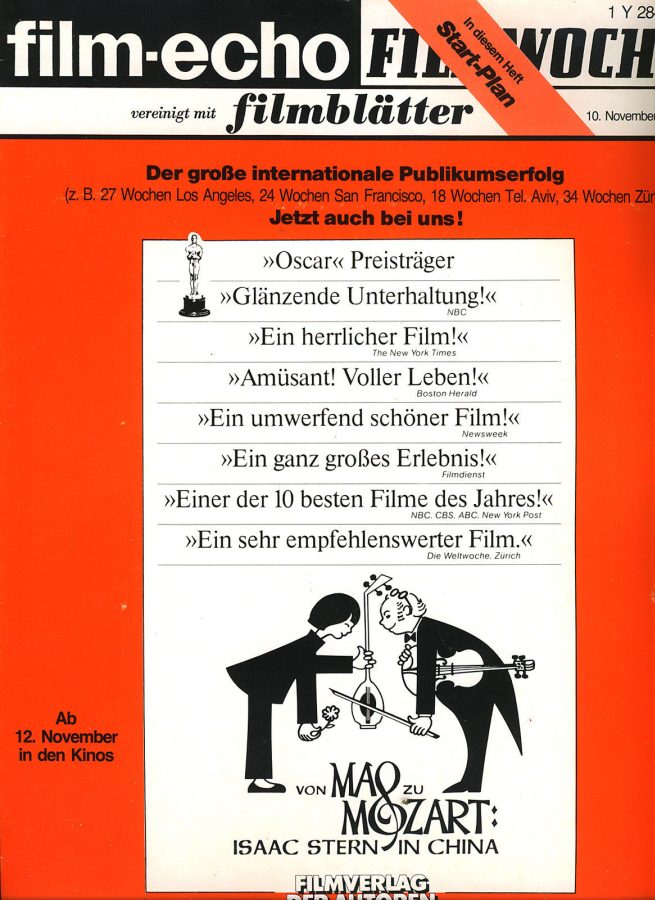 FILM-ECHO FILMWOCHE magazine side cover Issue 63 10 November 1982