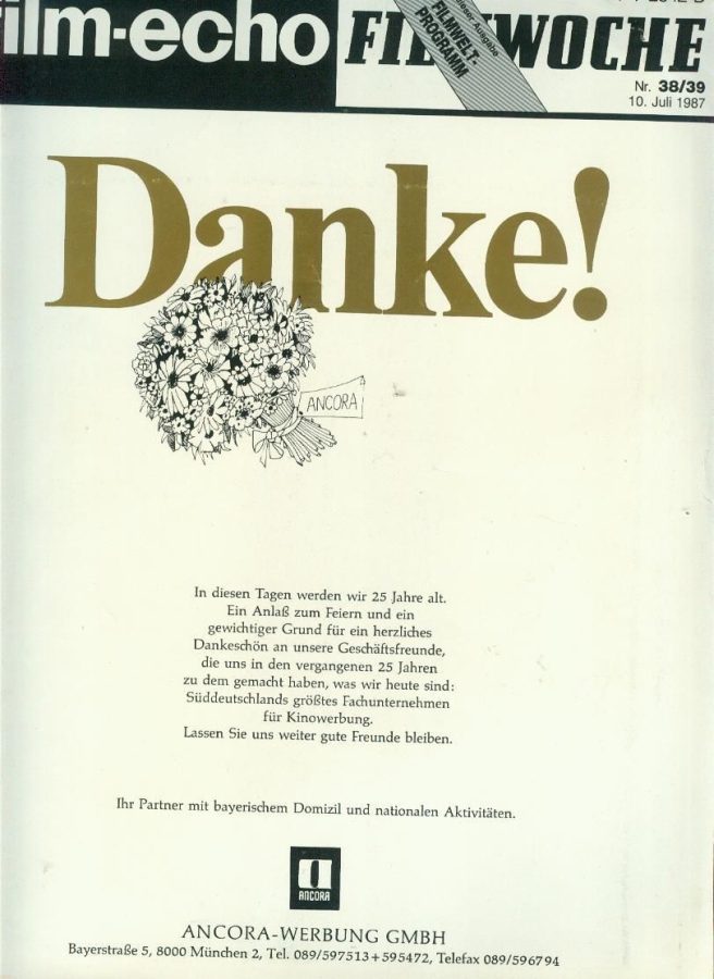 FILM-ECHO FILMWOCHE magazine side cover Issue 38/39 10 July 1987