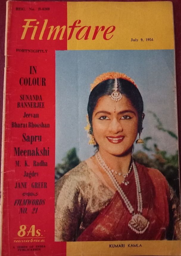 FILMFARE magazine side cover 9 July 1954