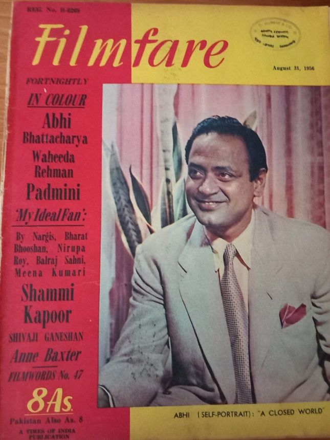 FILMFARE magazine side cover 31 August 1956
