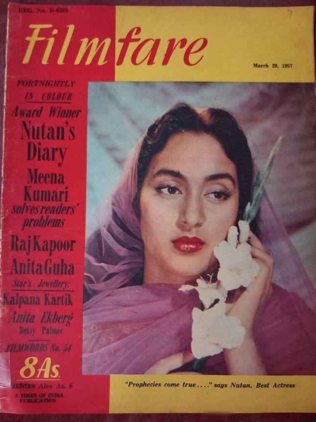 FILMFARE magazine side cover 29 March 1957