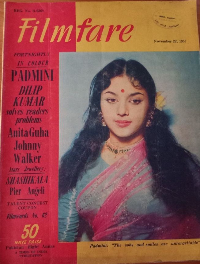 FILMFARE magazine side cover 22 November 1957