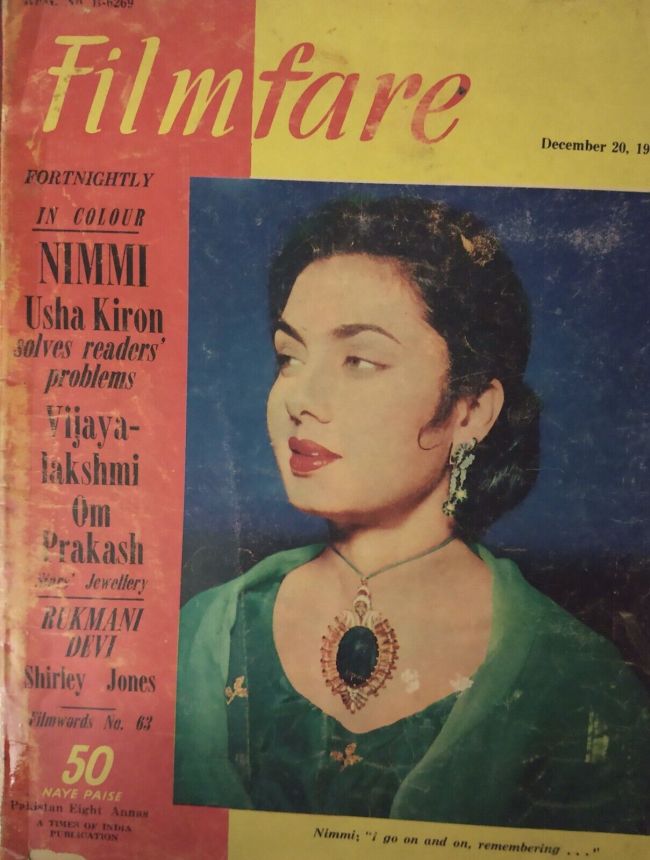 FILMFARE magazine side cover 20 December 1957