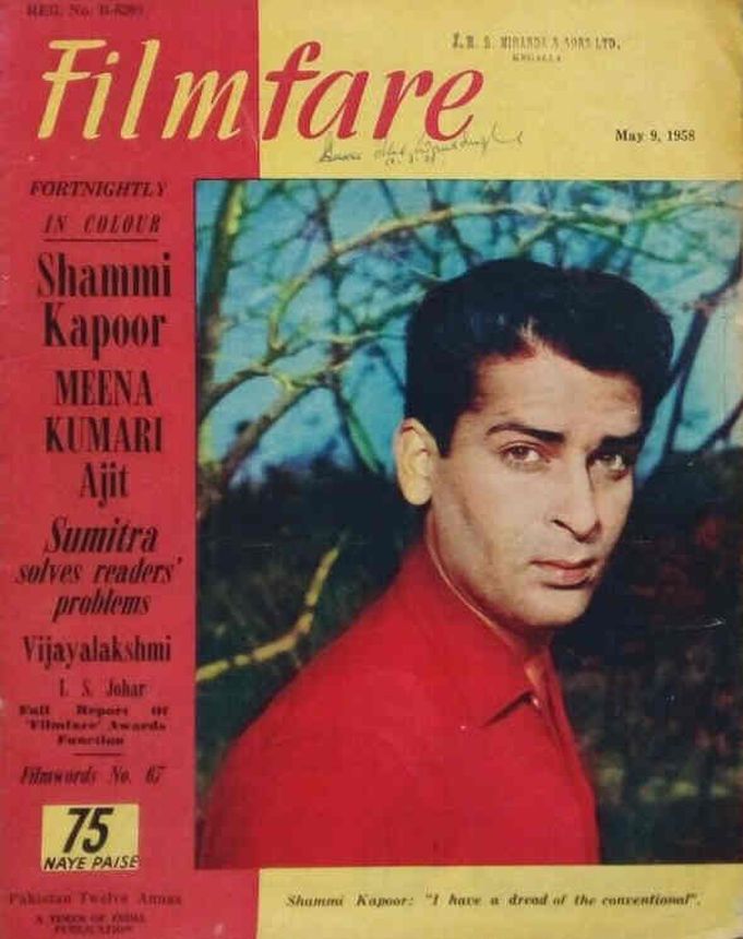FILMFARE magazine side cover 9 May 1958