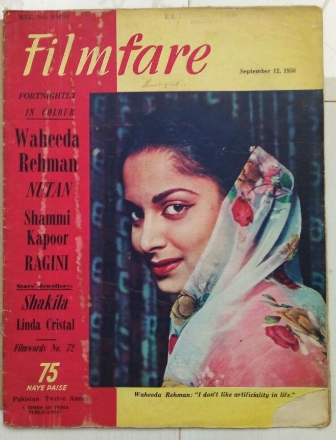 FILMFARE magazine side cover 12 September 1958