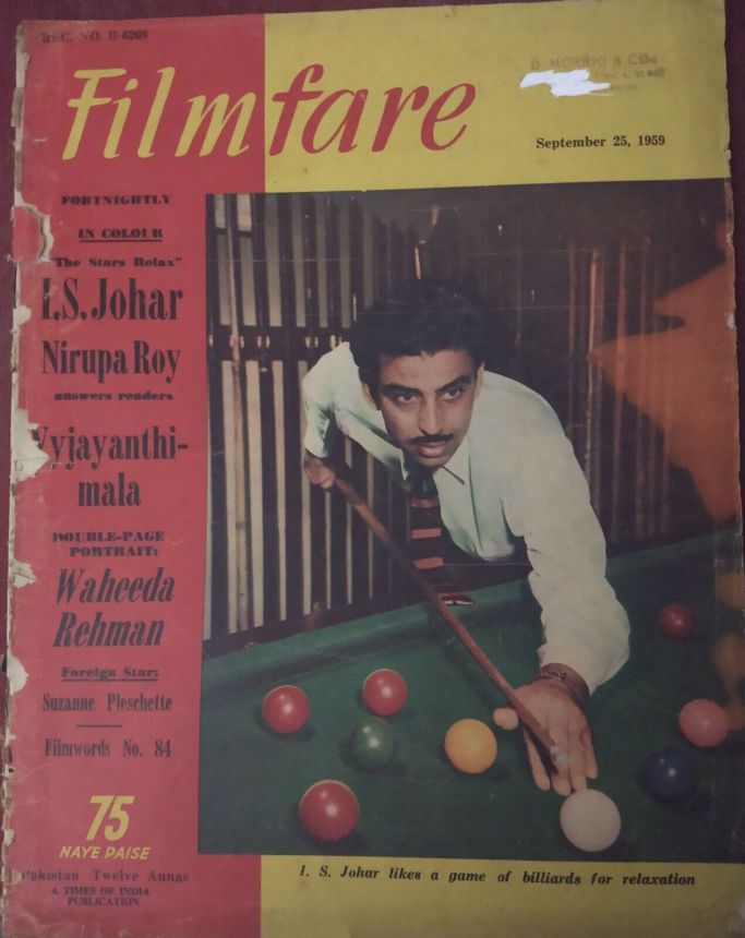 FILMFARE magazine side cover 25 September 1959