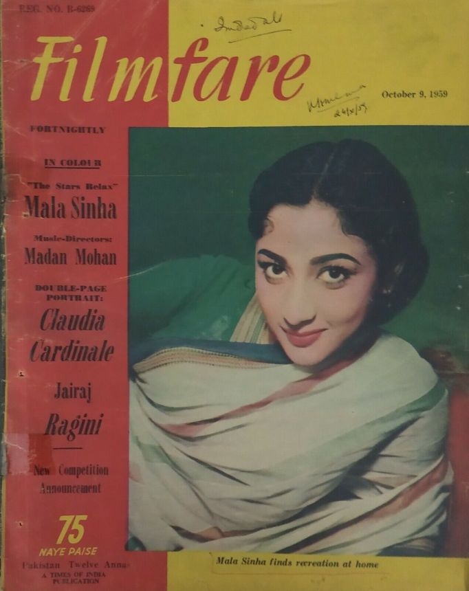 FILMFARE magazine side cover 9 October 1959