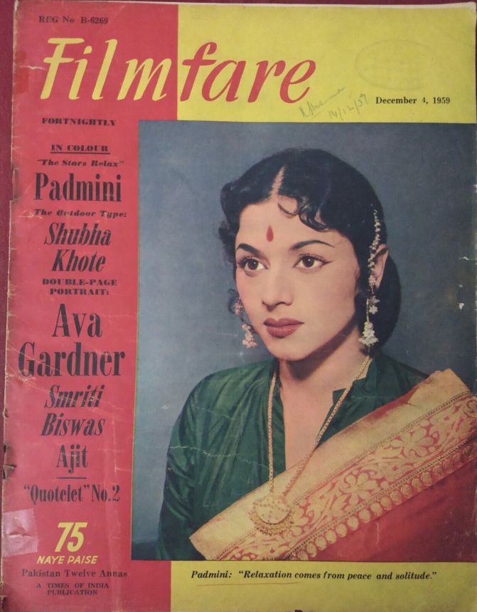 FILMFARE magazine side cover 4 December 1959