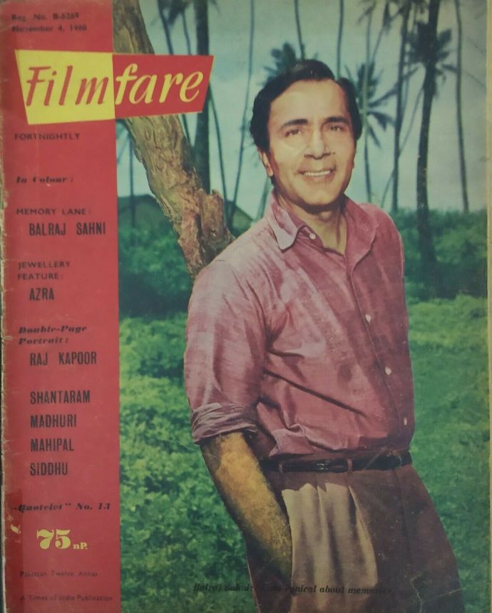FILMFARE magazine side cover 4 November 1960
