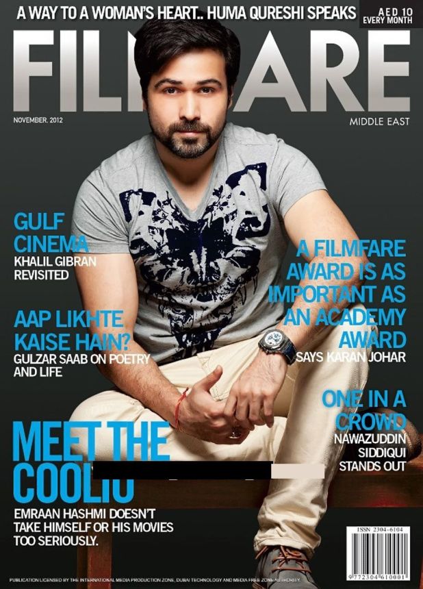 FILMFARE UNITED ARAB EMIRATES magazine side cover  November 2012