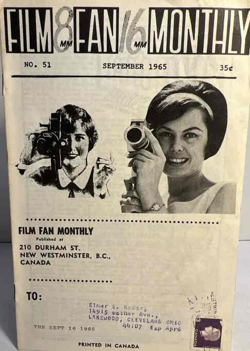 FILM FAN MONTHLY magazine side cover Issue 51 September 1965