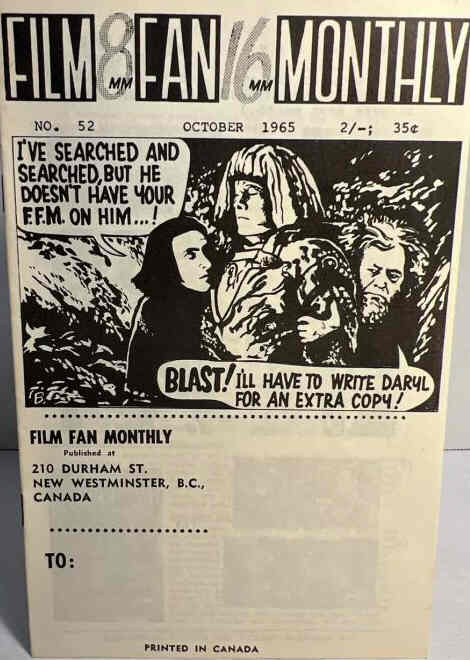 FILM FAN MONTHLY magazine side cover Issue 52 October 1965