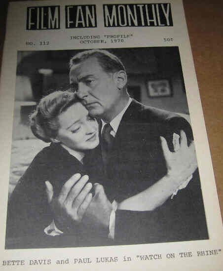 FILM FAN MONTHLY magazine side cover Issue 112 October 1970