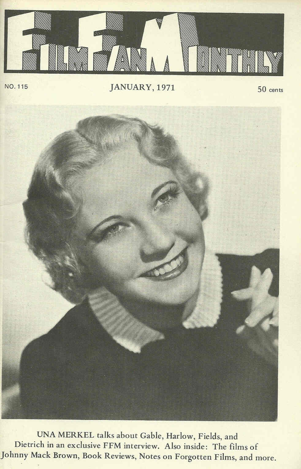 FILM FAN MONTHLY magazine side cover Issue 115 January 1971