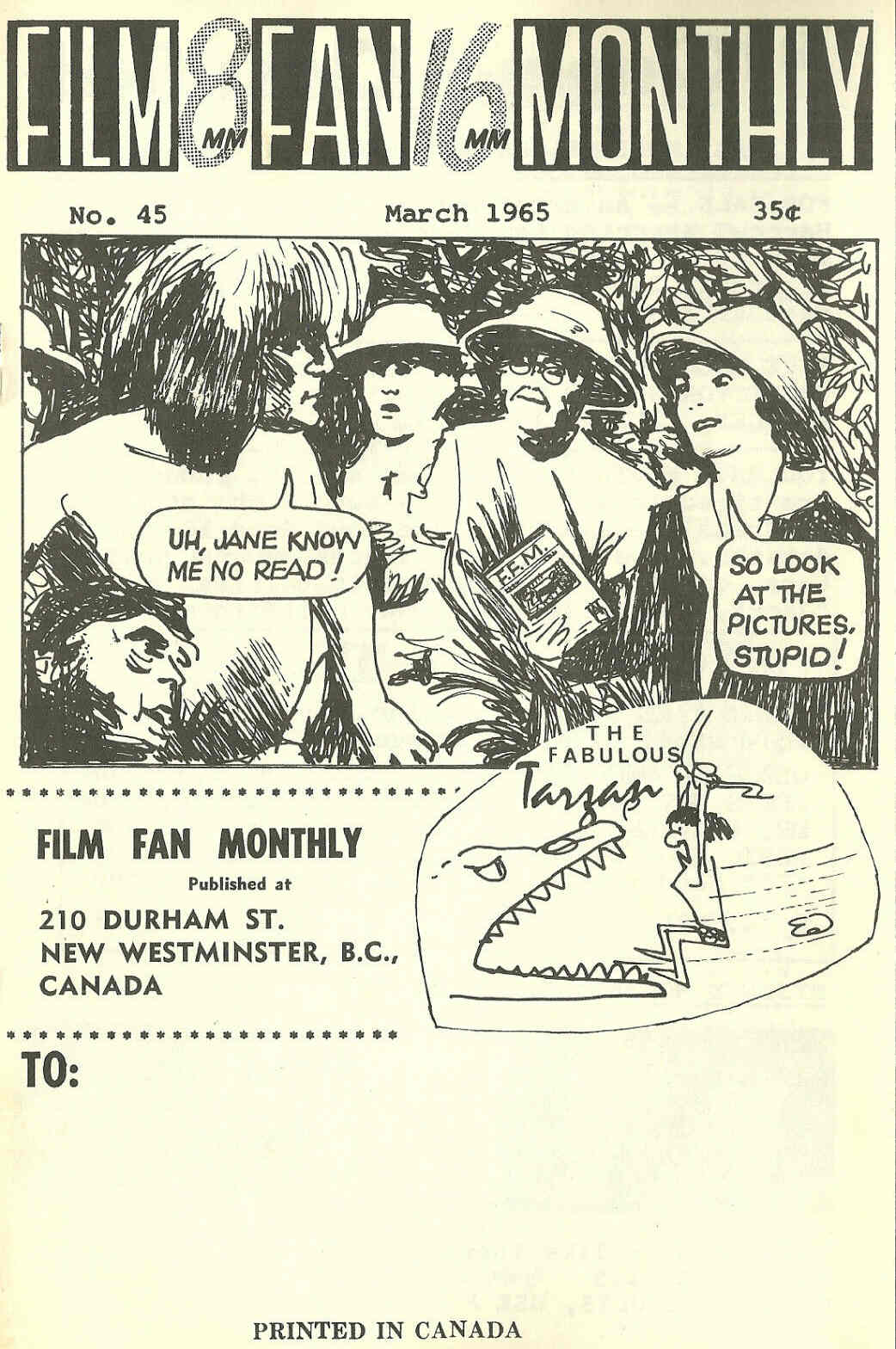 FILM FAN MONTHLY magazine side cover Issue 45 March 1965