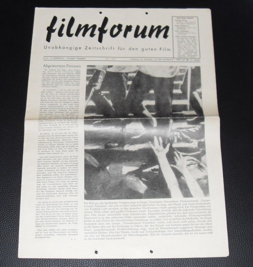 FILMFORUM (1951) magazine side cover  June 1959