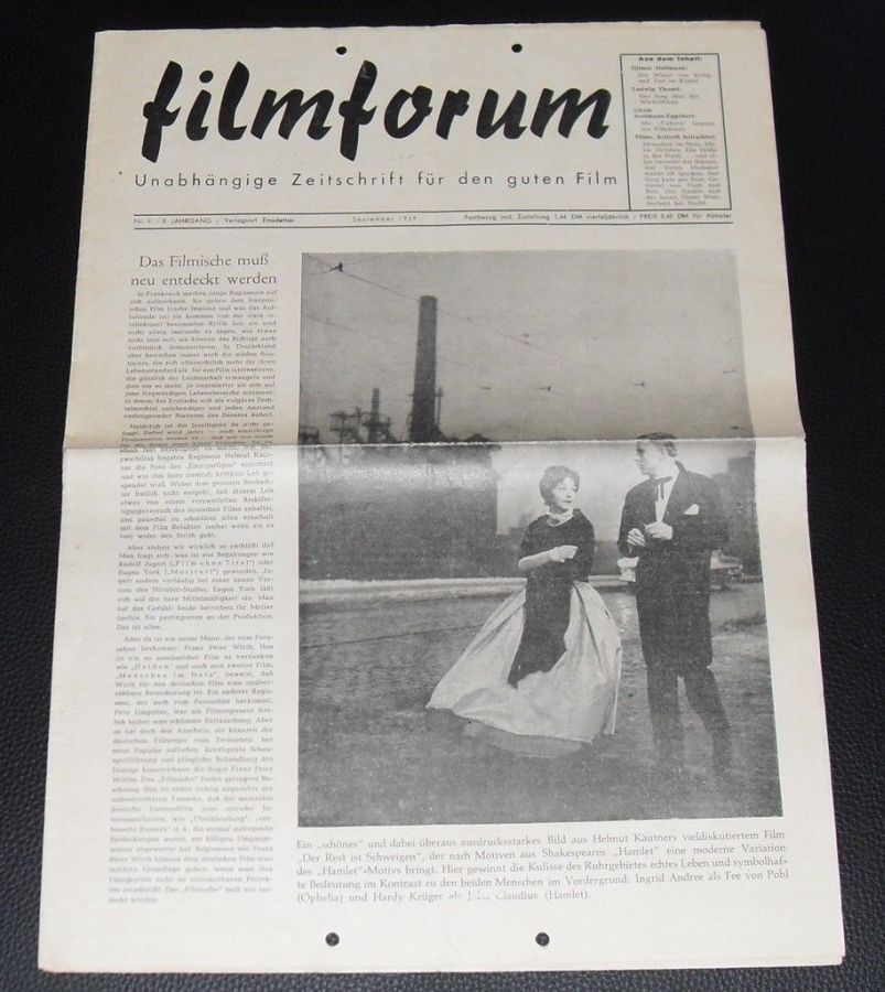 FILMFORUM (1951) magazine cover  September 1959