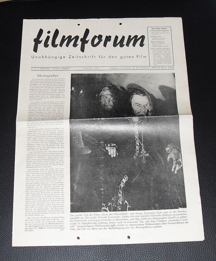 FILMFORUM (1951) magazine cover  December 1959