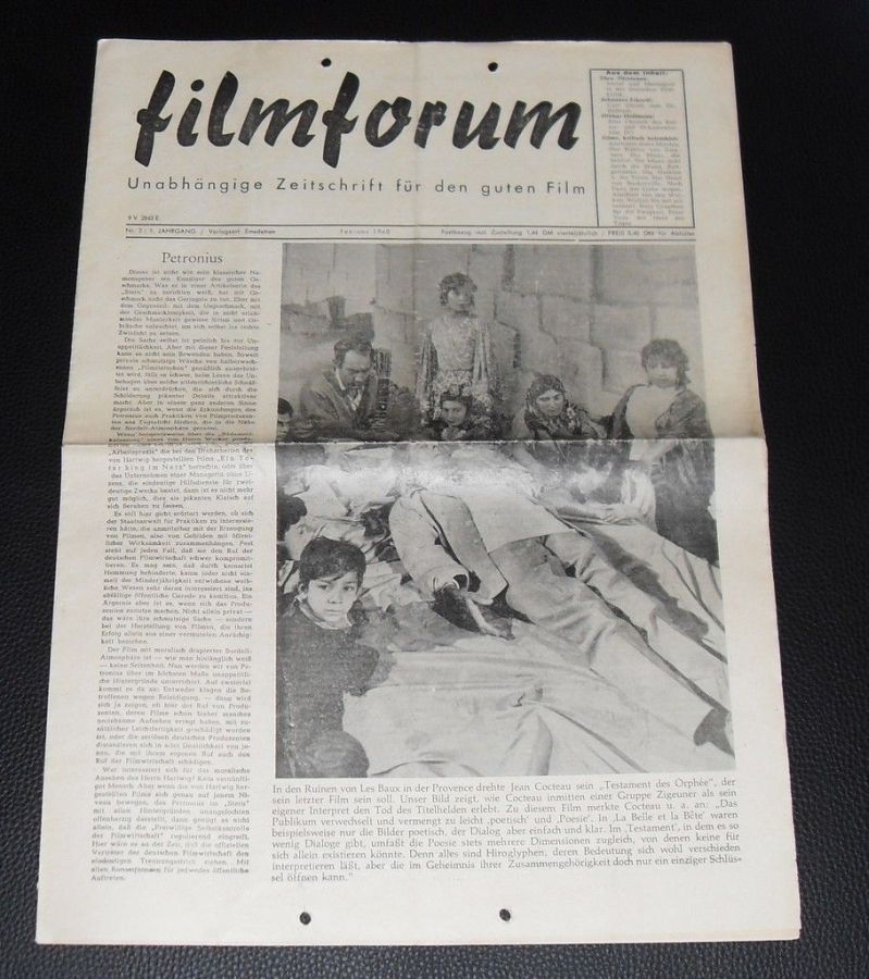 FILMFORUM (1951) magazine side cover  February 1960