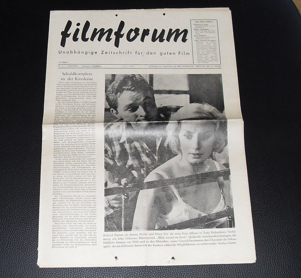 FILMFORUM (1951) magazine side cover  April 1960