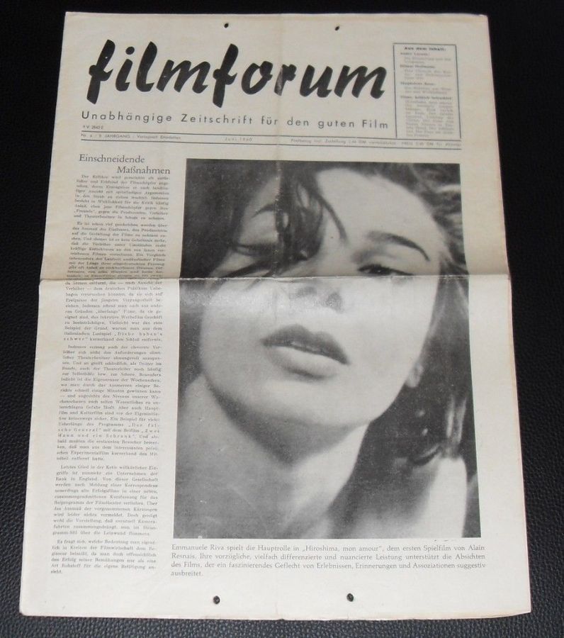 FILMFORUM (1951) magazine side cover  June 1960