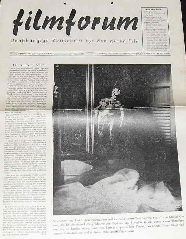 FILMFORUM (1951) magazine side cover  October 1959