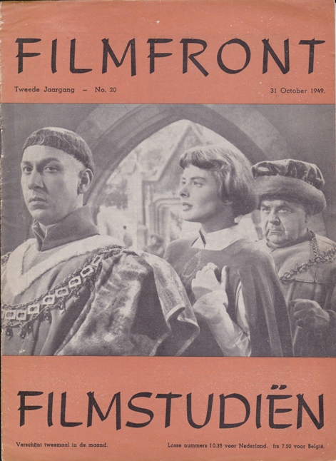 FILMFRONT-FILMSTUDIEN magazine side cover Issue 20  Vol 2 No  20 31 October 1949