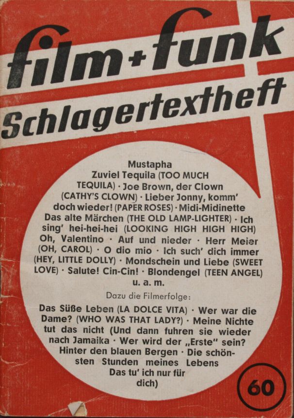 FILM PLUS FUNK SCHLAGERTEXTHEFT magazine side cover Issue 60   