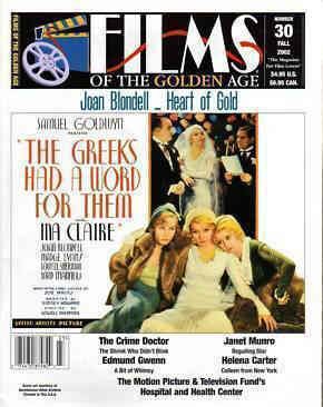 FILMS OF THE GOLDEN AGE magazine side cover Issue 30 Fall - September/October/November 2002