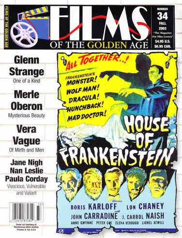 FILMS OF THE GOLDEN AGE magazine side cover Issue 34 Fall - September/October/November 2003