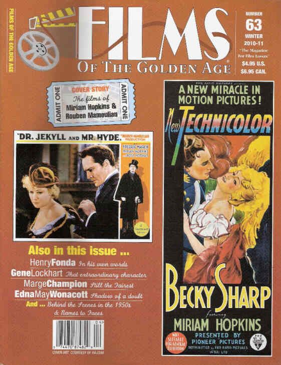 FILMS OF THE GOLDEN AGE magazine side cover Issue 63 Dec/January/February 2011