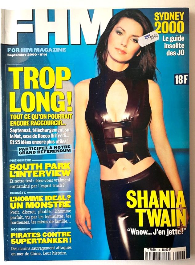 FHM FRANCE magazine side cover  September 2000