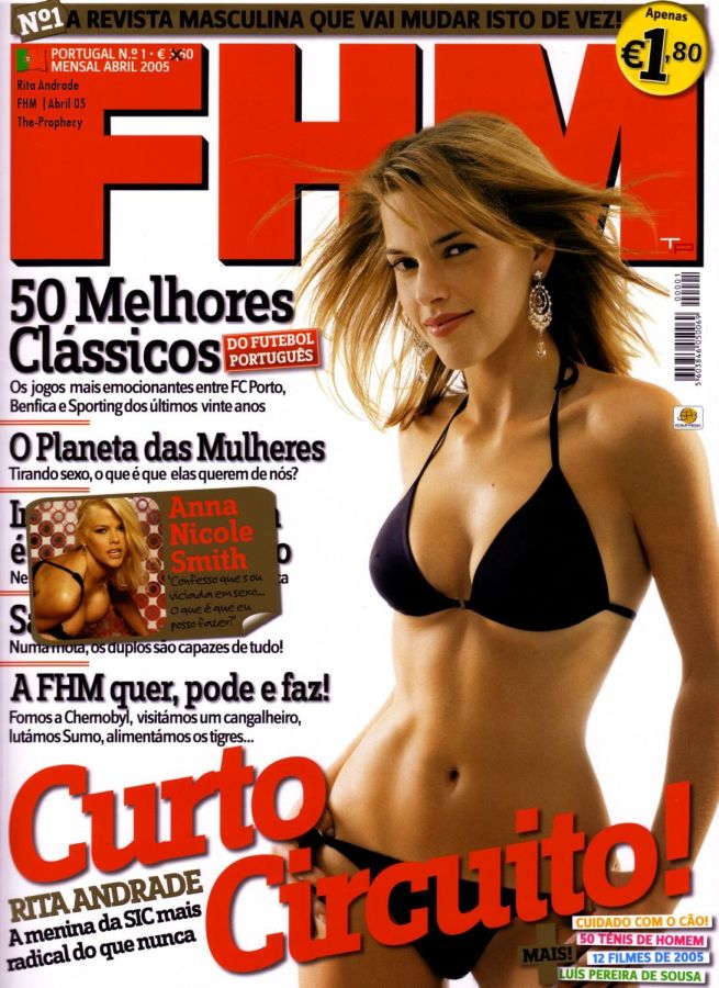 FHM PORTUGAL magazine side cover Issue 1  April 2005