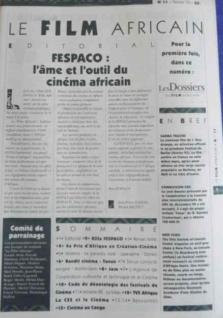 FILM AFRICAIN | LE magazine side cover Issue 11  February 1993