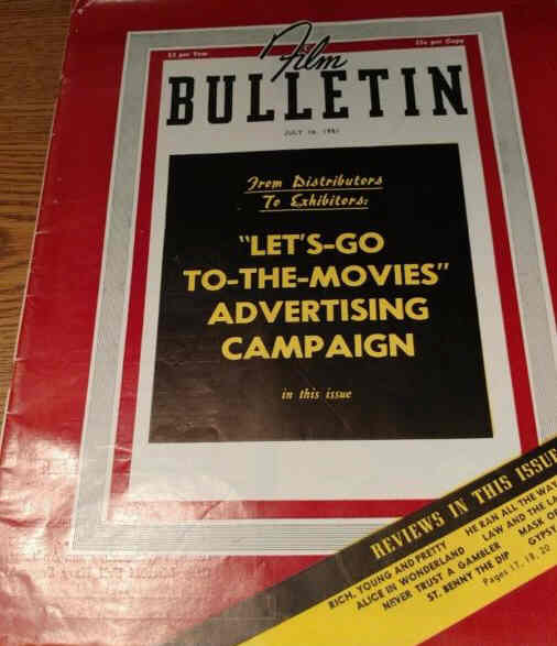 FILM BULLETIN magazine cover 16 July 1951