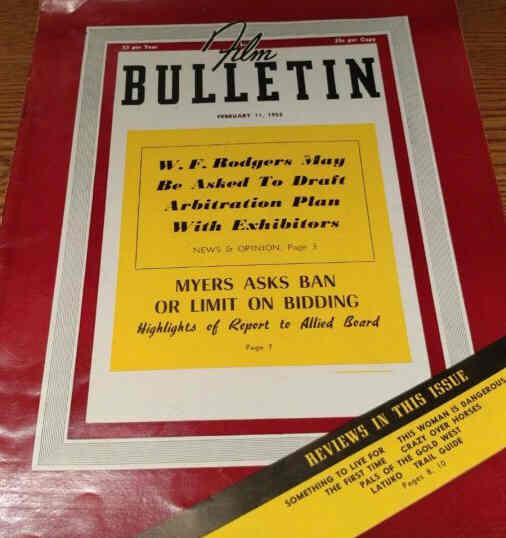 FILM BULLETIN magazine side cover 11 February 1952