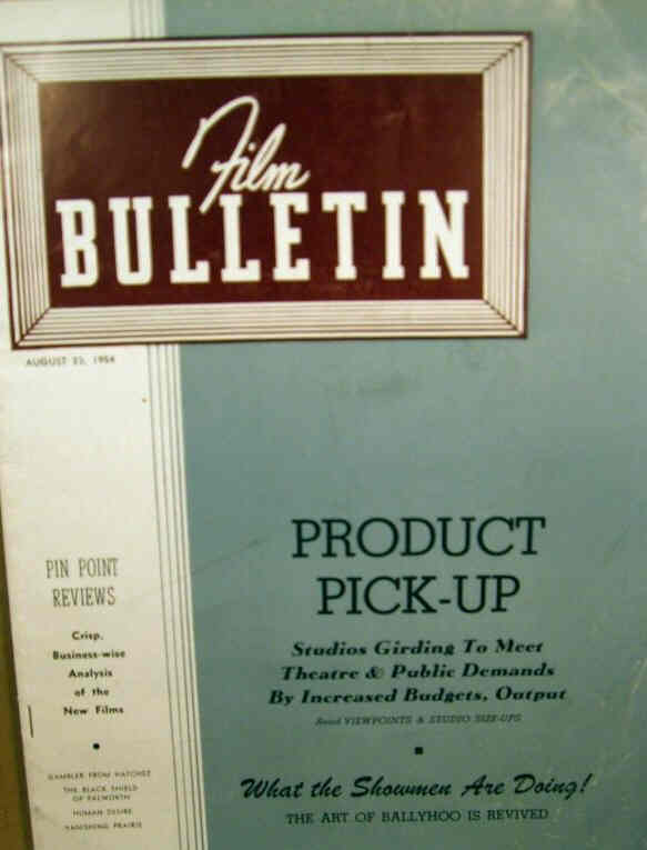 FILM BULLETIN magazine side cover 23 August 1954