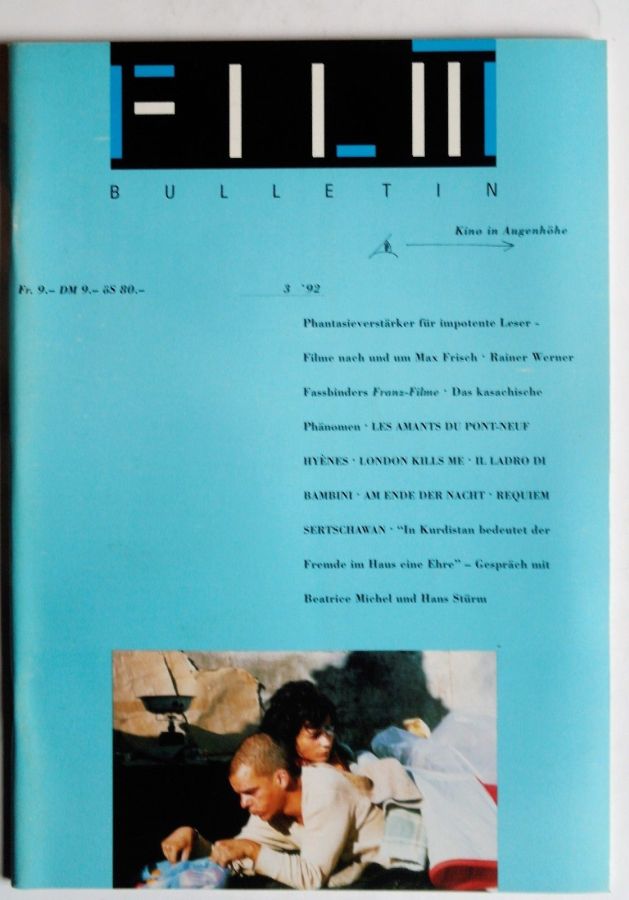 FILMBULLETIN magazine side cover  March 1992