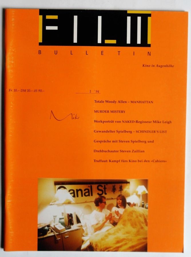 FILMBULLETIN magazine side cover  January 1994