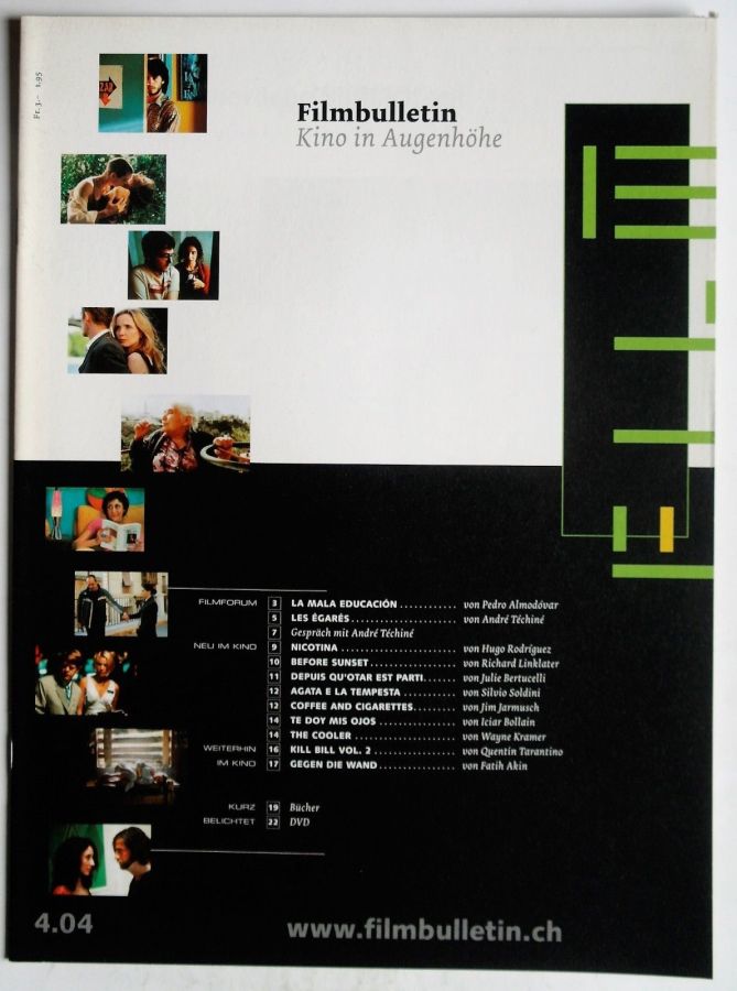 FILMBULLETIN magazine side cover Issue 254  April 2004